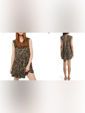 Free People Fake Love Camo Mini Dress Womens Size Small